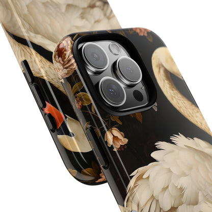 Elegant Swan Phone Case, Floral iPhone Cover, Tough Phone Case, Gift for Her, Nature Lover, Mother's Day, Birthday