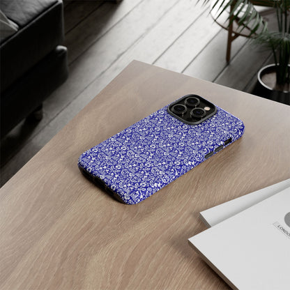 Elegant Floral Phone Case - Tough Cases, Blue Floral Design, Stylish Phone Accessory, Unique Gift, Modern Tech Protection