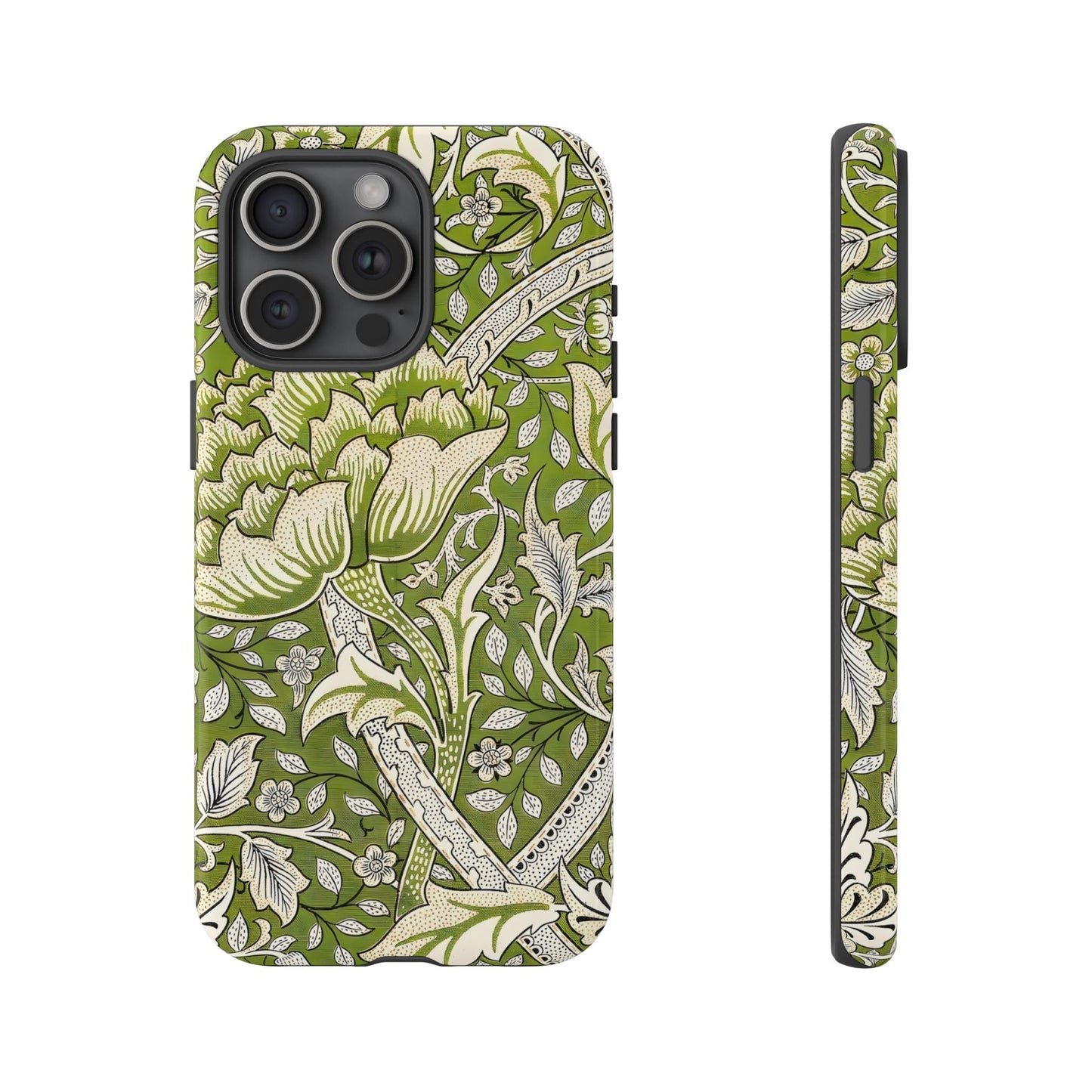 Stylish Phone Case with Floral Design, Durable Protective Cover for iPhone, Unique Gift for Birthdays, Mother's Day, Green Aesthetic