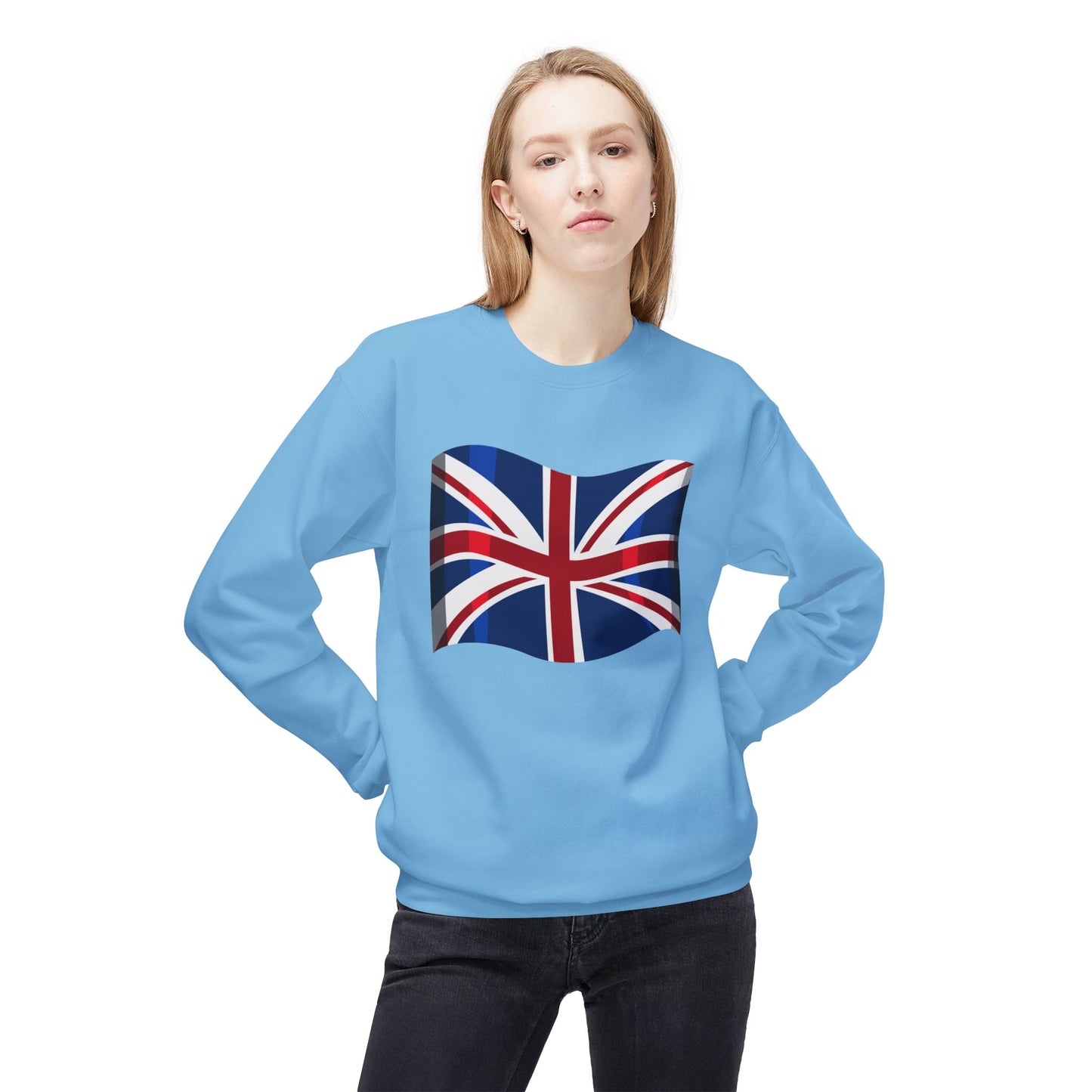 Unisex Midweight Softstyle Fleece Crewneck Sweatshirt - Classic UK Flag