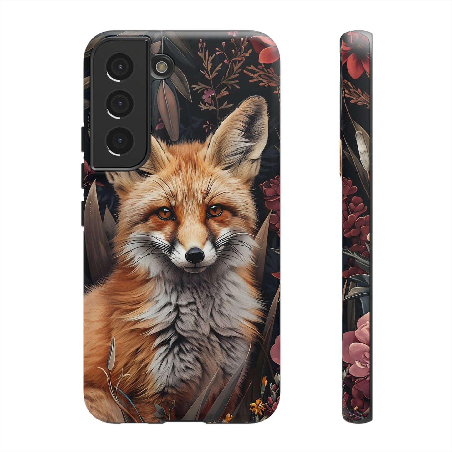 Fox Floral Phone Case, Tough Cases for Animal Lovers, Nature Themed Gift, Cute Phone Cover, Wild Fox Protector