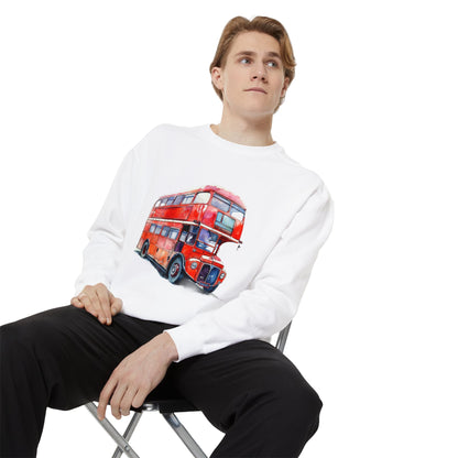 Unisex Garment-Dyed Sweatshirt Relaxed - London Transport Red Double-Decker Bus