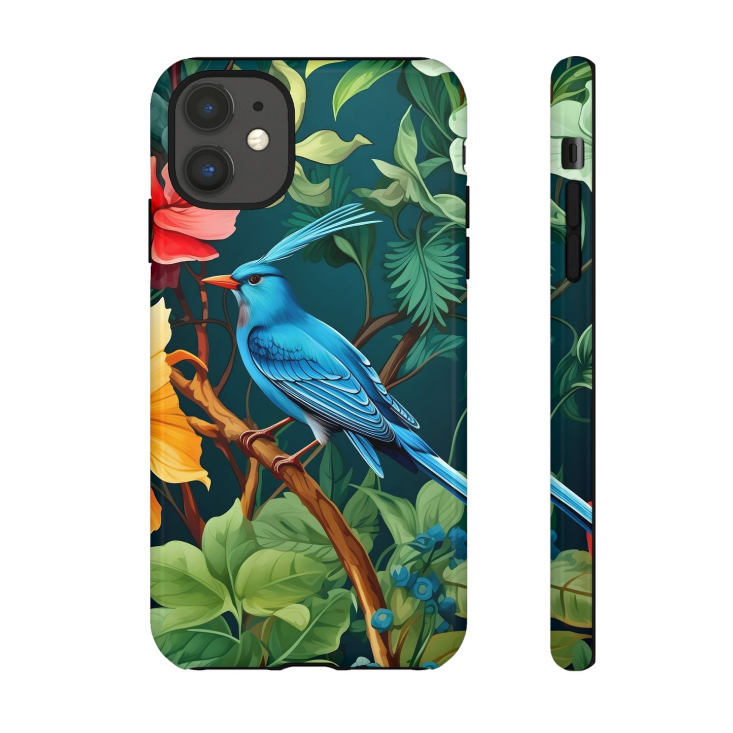 Tough Cases - Vibrant Bird Phone Case, Floral Design, Nature Lover, Unique Gift, Stylish Protection, Phone Accessories