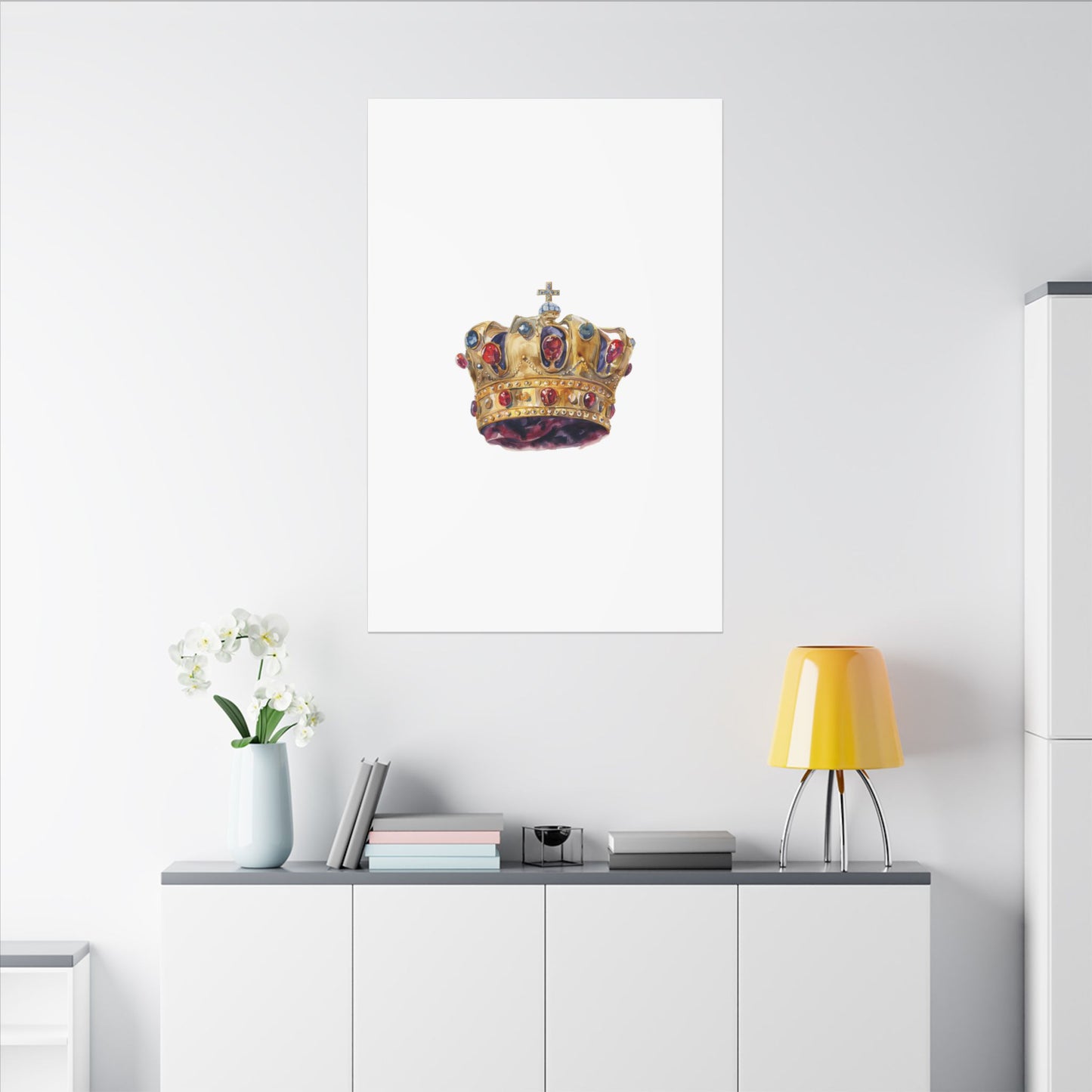 Crown Art Print, Royal Wall Decor, Matched for Home or Office, Gift for Art Lovers, Unique Royalty Artwork