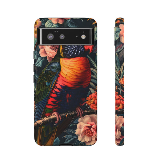 Tropical Parrot Phone Case, Floral Print Protector, Gift for Nature Lovers, Stylish Accessory for Summer, Unique Smartphone Cover