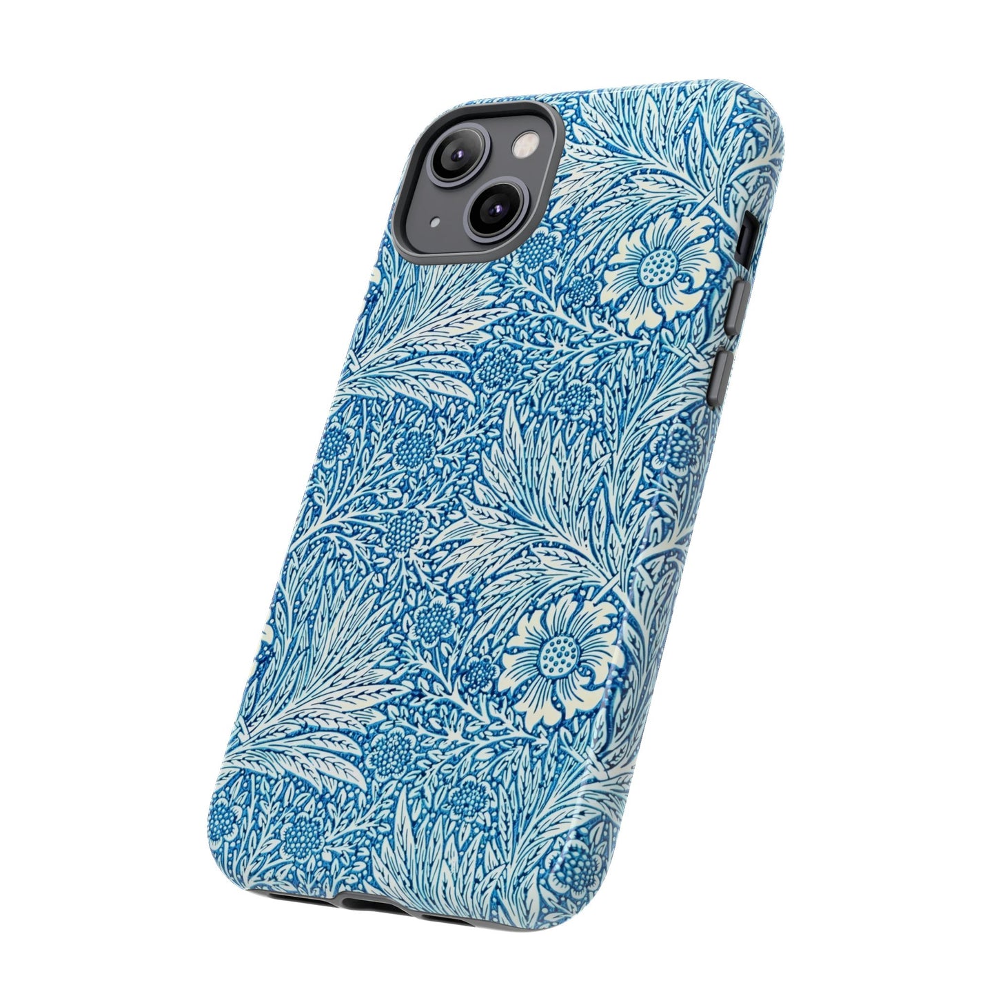 Stylish Phone Case, Tough Floral Phone Cover, Fashionable Tech Accessory, Gift for Her, Blue Flower Design
