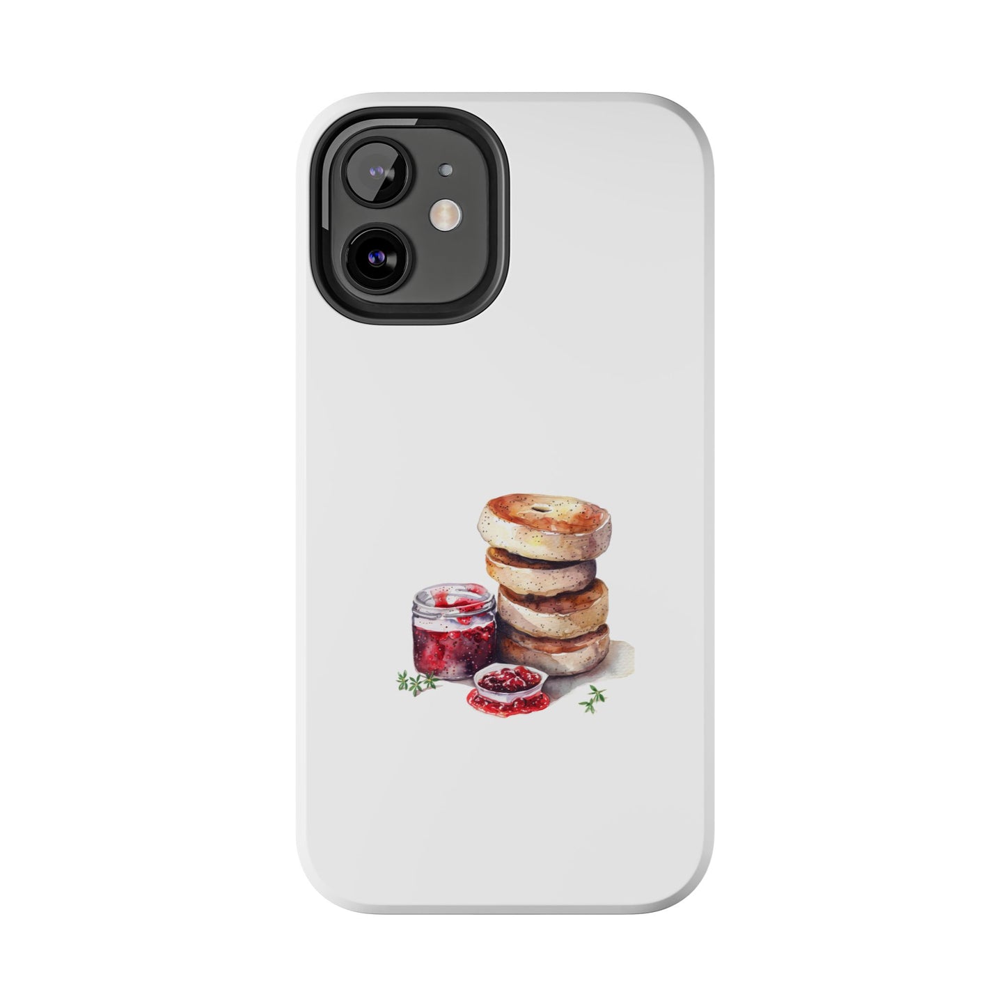 Artistic Bagel & Jam Phone Case - Tough, Durable Design for Food Lovers