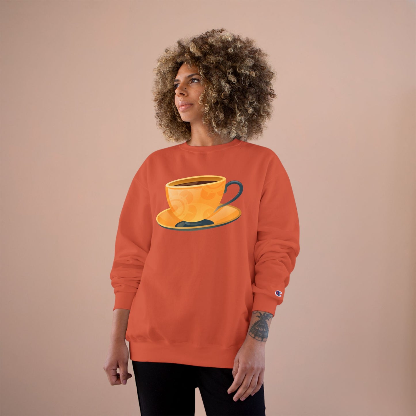 Champion Sweatshirt - Elegant British Tea Cup - Classic Tea Time Style