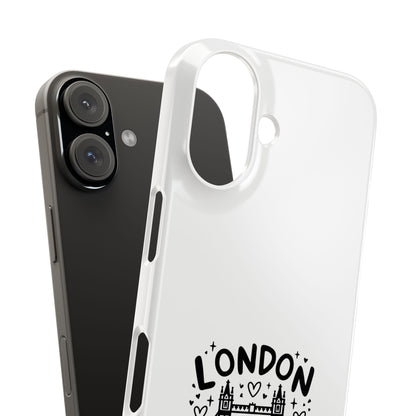 Chic London Phone Case, Slim iPhone Cover, Gifts for Travelers, London Theme Cell Phone Case, Unique Travel Souvenir