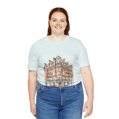 Unisex Jersey Short Sleeve Tee - British Vintage Building - Architectural Charm and Classic Appeal