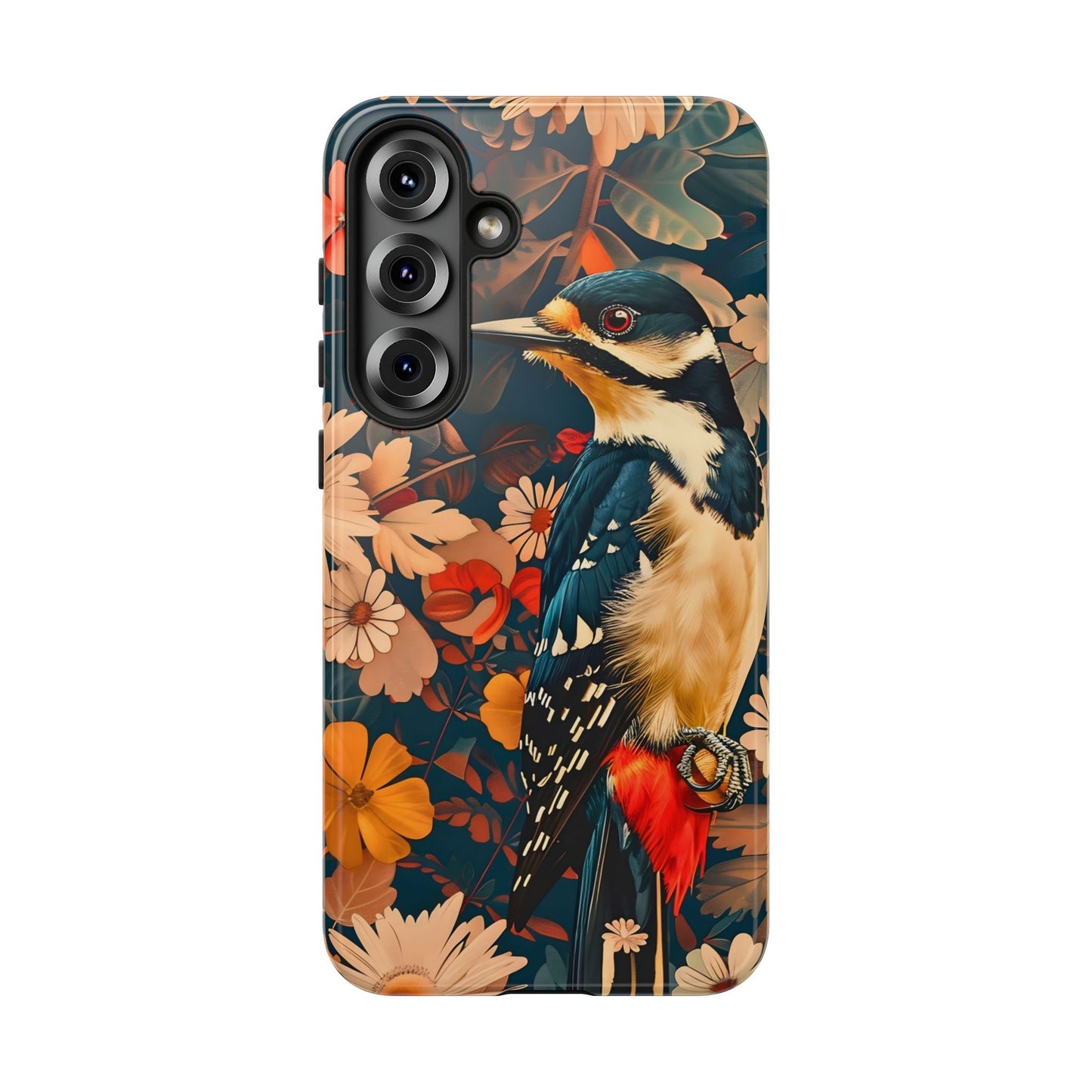 Artistic Bird Phone Case, Unique Tough Cases for Nature Lovers, Floral Design, Cute Gift, Customized Phone Accessories