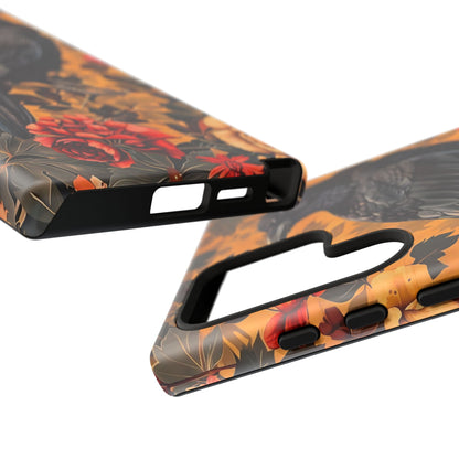 Raven Floral Phone Case - Tough Cases, Blackbird Decor, Gift for Nature Lovers, Bird Themed Accessories, Unique Phone Cover