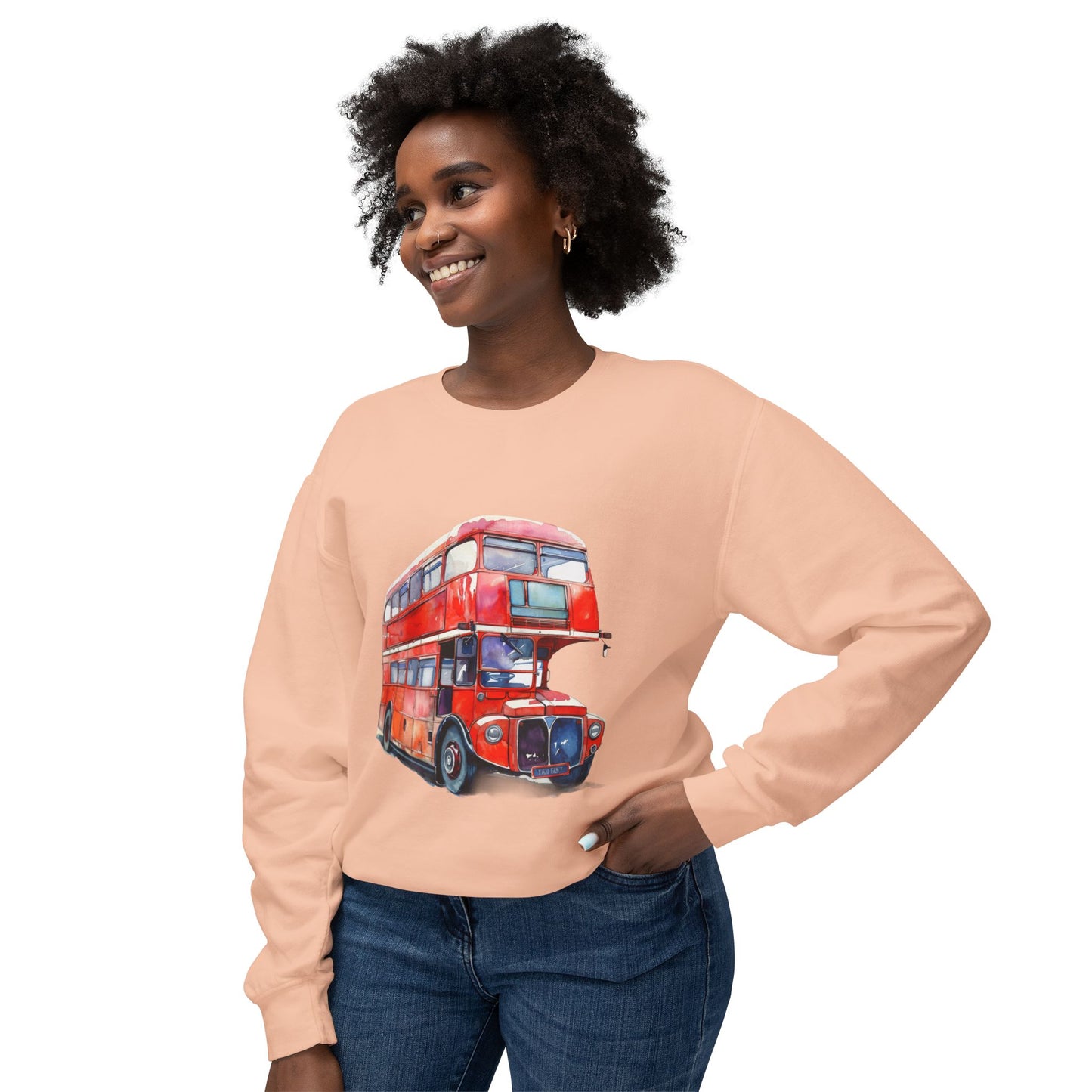 Unisex Lightweight Crewneck Sweatshirt - Rolling Through History - The British Red Bus