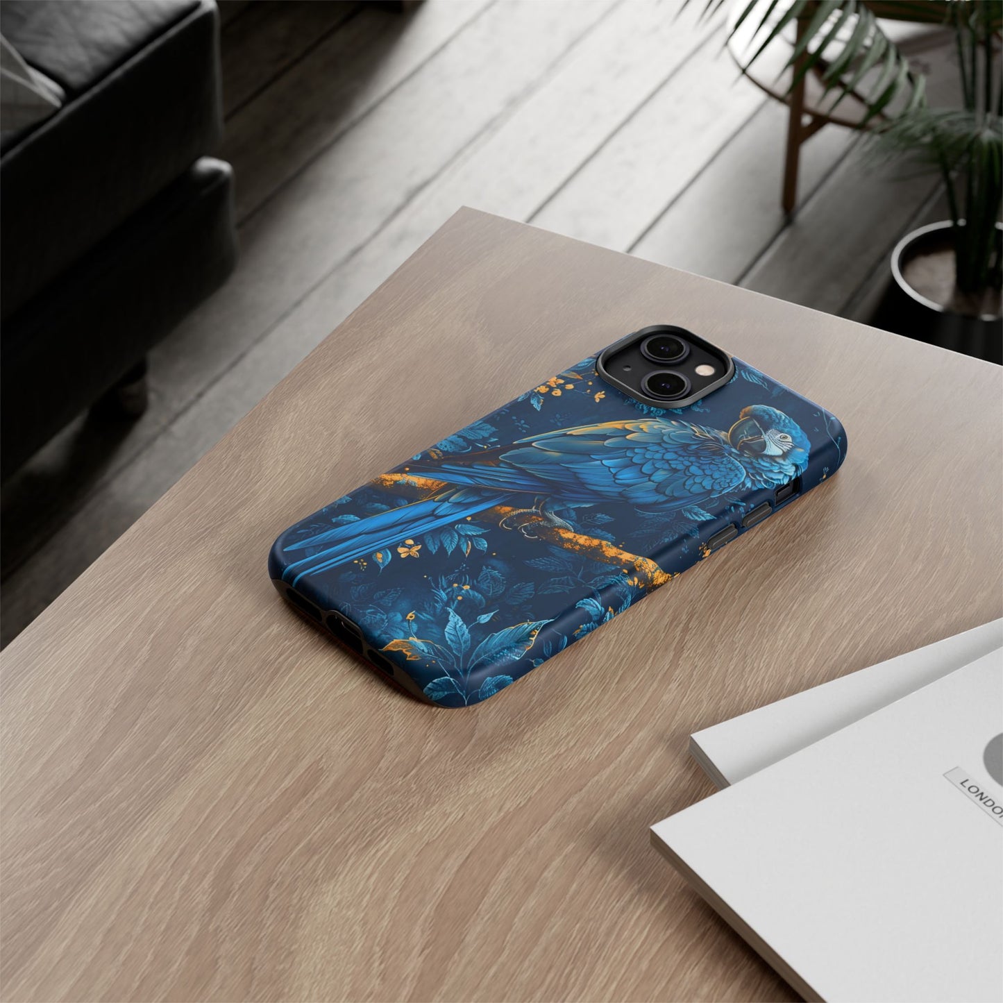 Tough Cases - Vibrant Blue Parrot Phone Case, Tropical Bird Phone Cover, Nature Lover Gift, Eco-Friendly Accessories, Unique Wildlife Decor