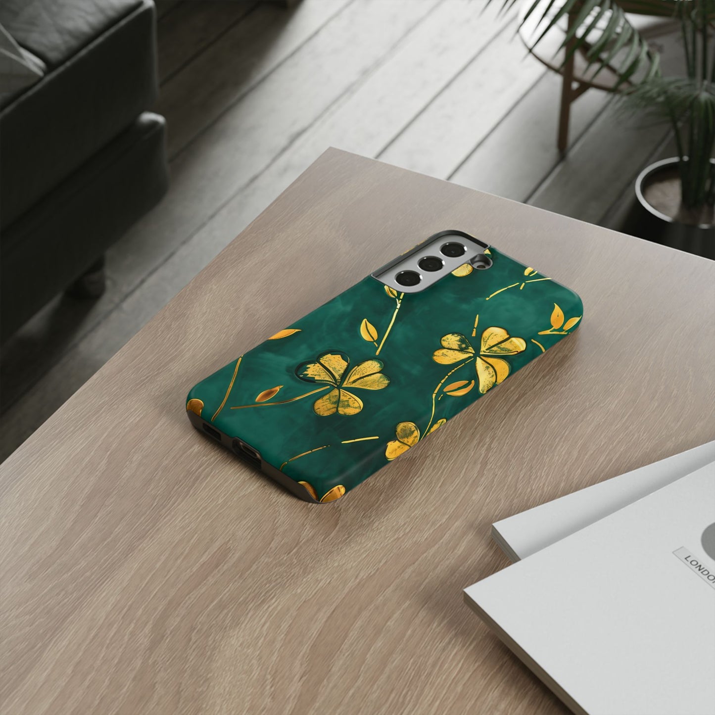 Floral Phone Case with Gold Accents, Tough Phone Cover, Stylish Phone Protector, Unique Gift for Her, Nature Lover Accessory