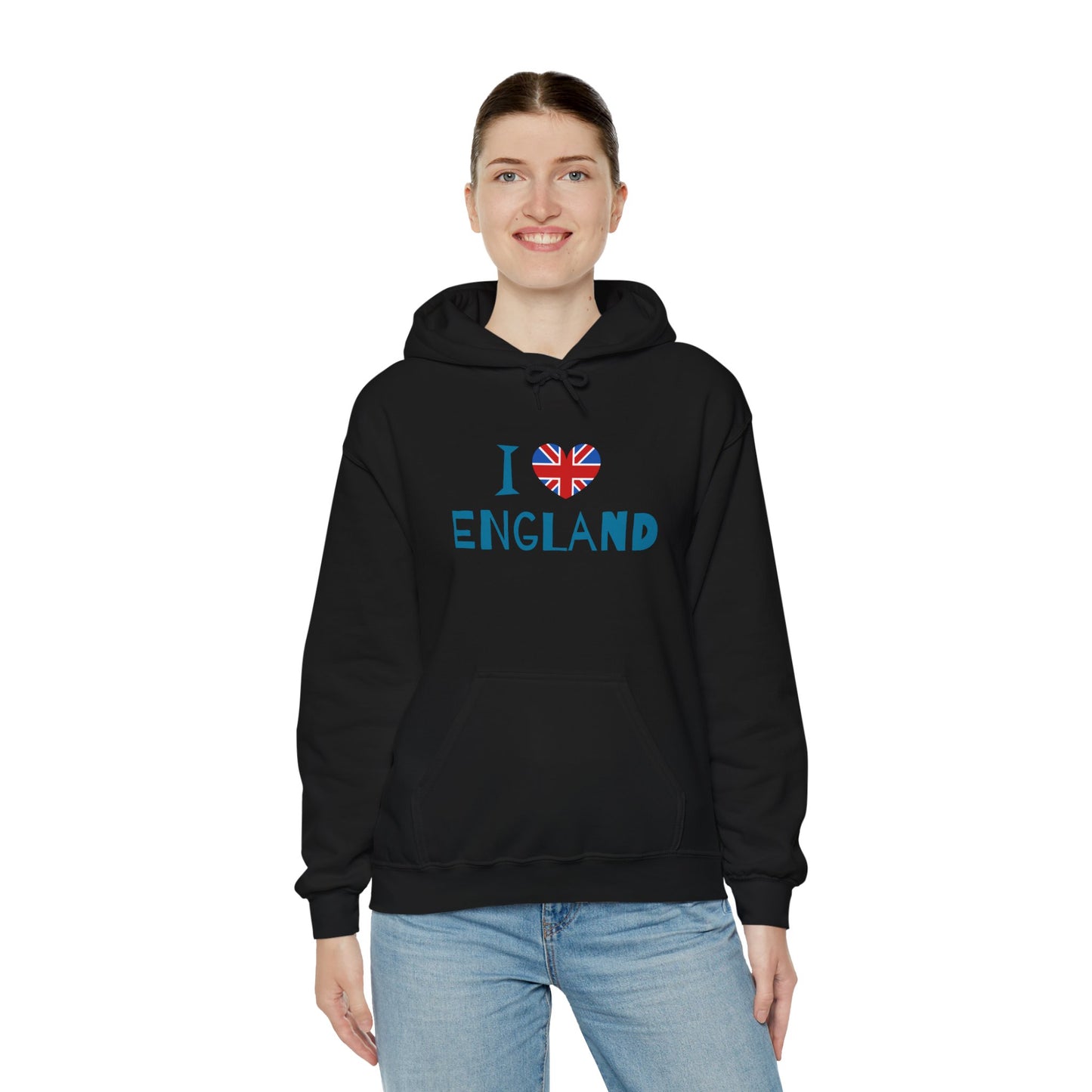 Unisex Heavy Blend™ Hooded Sweatshirt - I Love England - Union Jack Heart Design