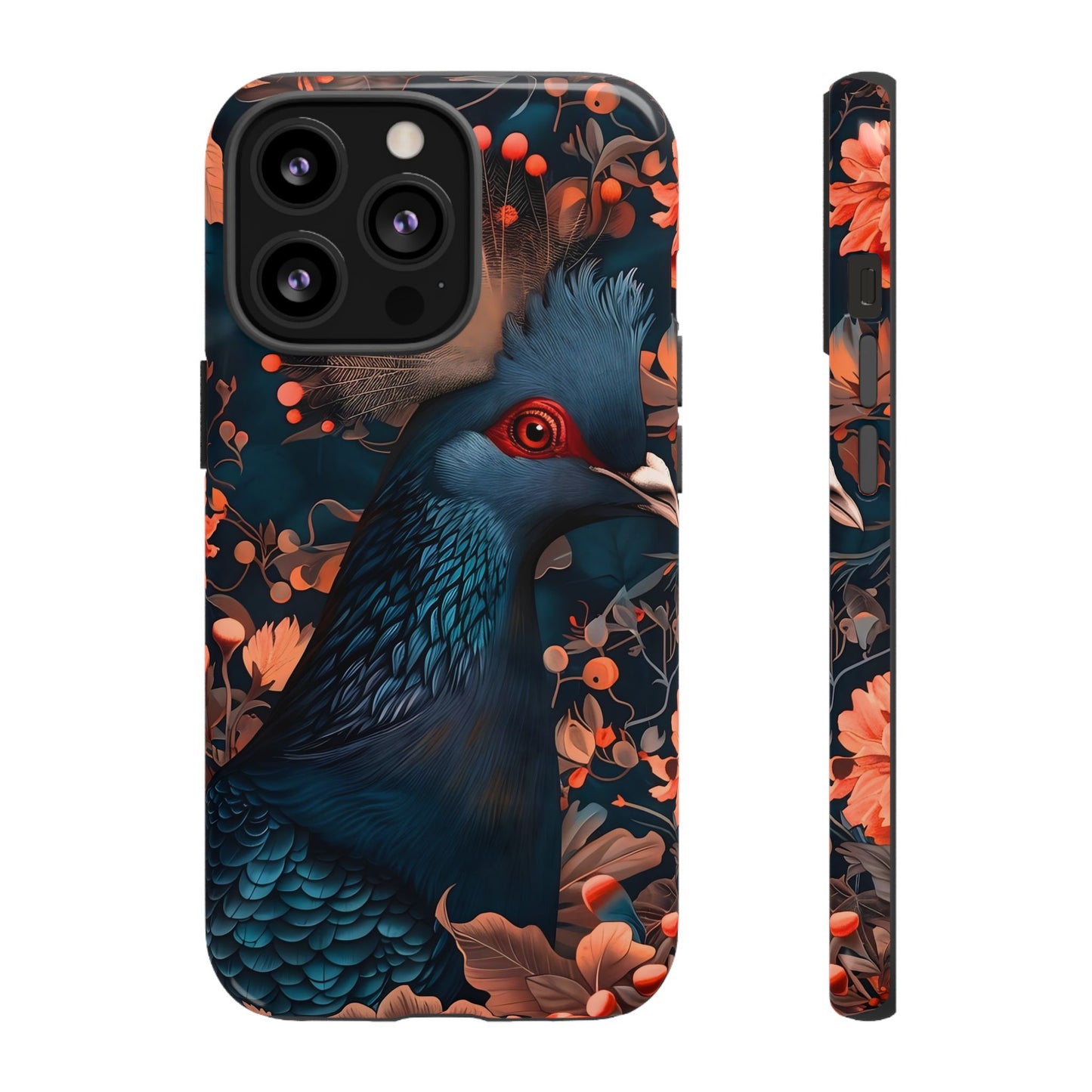 Vibrant Phone Case with Floral Peacock Design - Tough Cases, Artistic Phone Cover, Unique Gift for Nature Lovers, Stand Out Tech Accessory