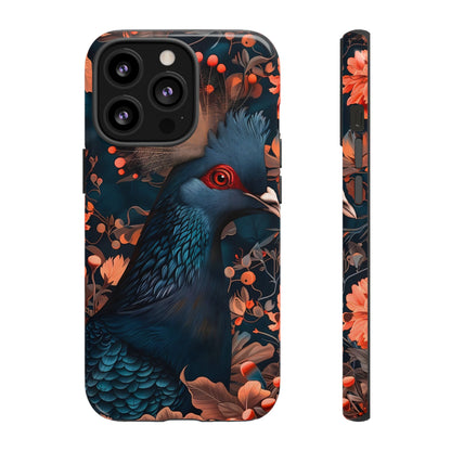 Vibrant Phone Case with Floral Peacock Design - Tough Cases, Artistic Phone Cover, Unique Gift for Nature Lovers, Stand Out Tech Accessory