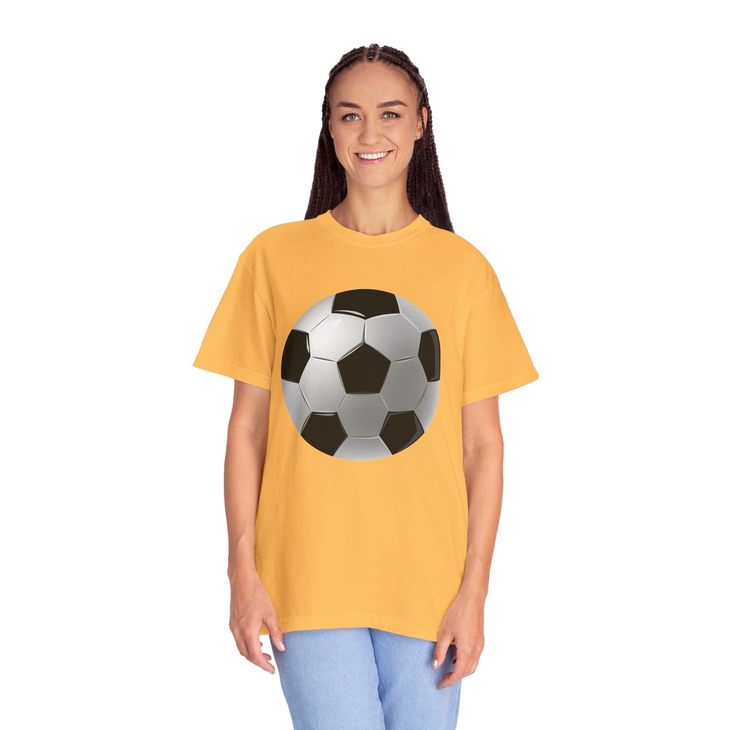 Unisex Garment-Dyed T-shirt - Dynamic Football Design - Sports Passion and Energy