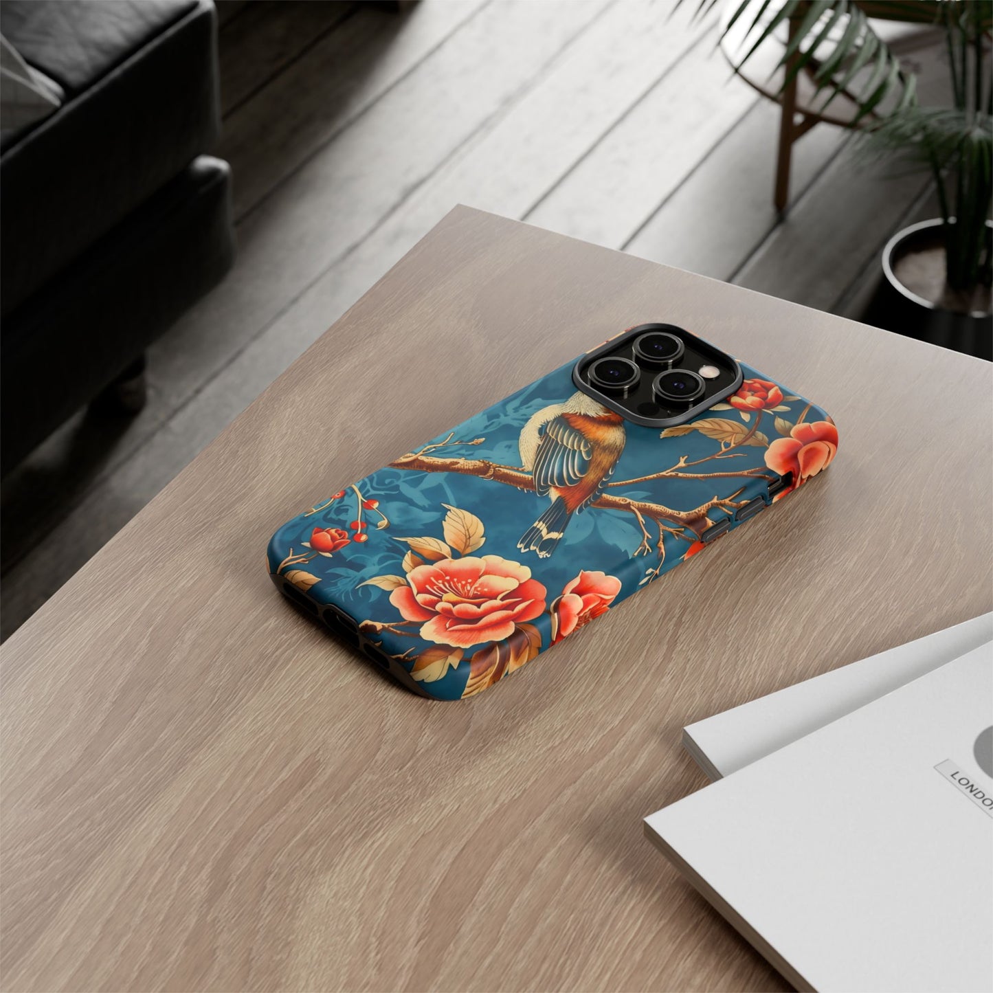 Bird & Floral Phone Case, Tough Cases for Nature Lovers, Gift for Her, Customizable Design, Vibrant Tech Accessories