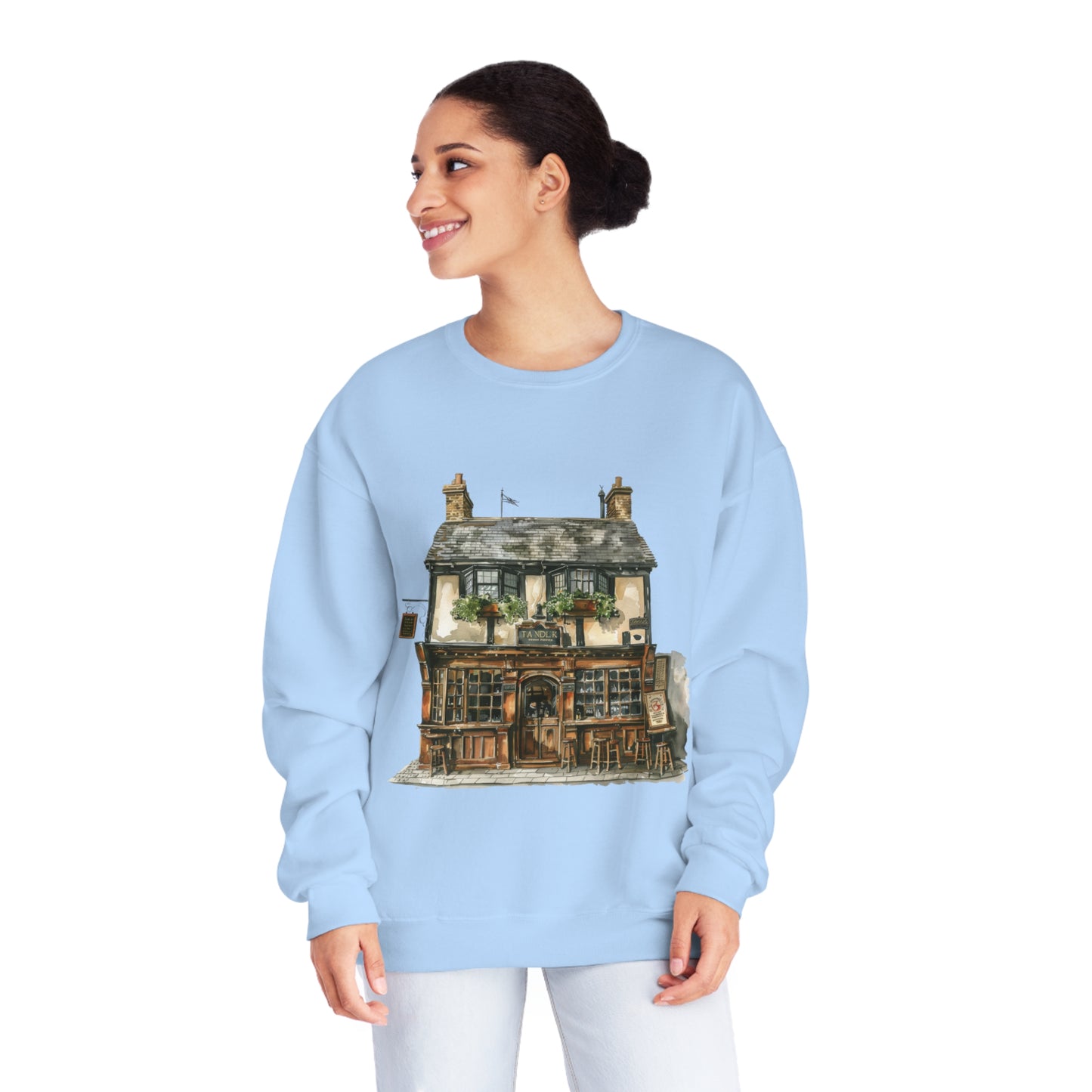 Unisex NuBlend® Crewneck Sweatshirt - Village Serenity - The Classic English Countryside Home