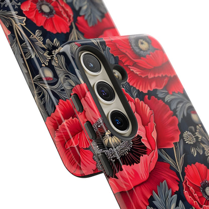 Floral Phone Case with Artistic Poppies, Tough Cases, Flower Design, Nature Lover Gift, Customizable Mobile Cover, Stylish Phone Accessories