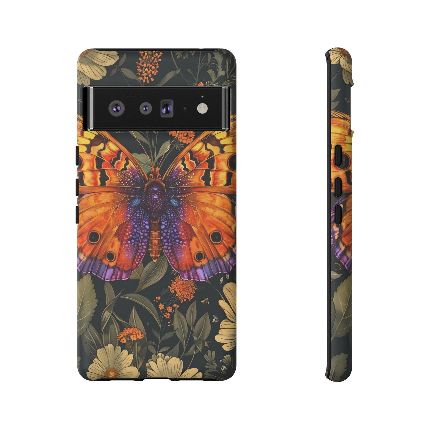 Butterfly Phone Case, Tough Cases for Nature Lovers, Vibrant Floral Design, Gift for Her, Cute Phone Accessories, Butterfly Artwork