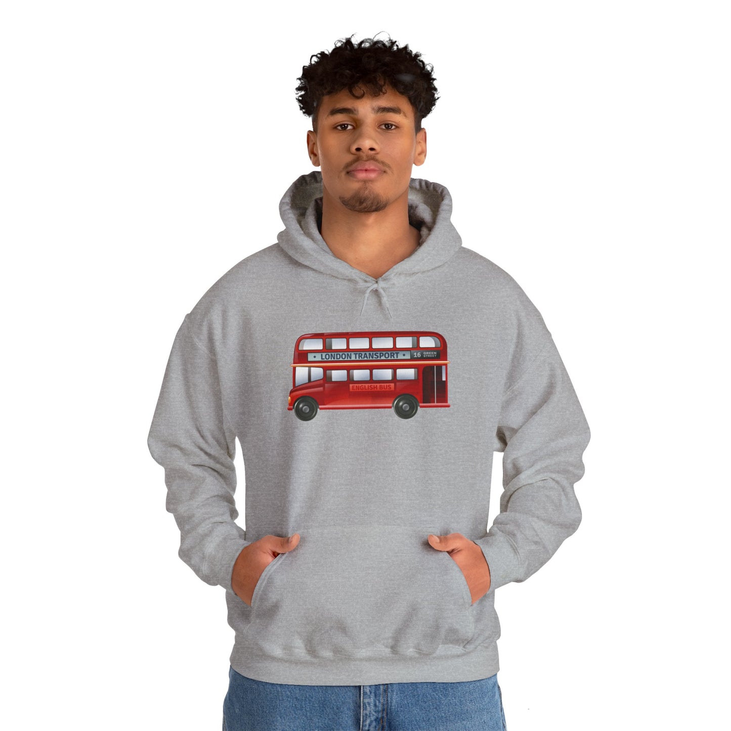 Unisex Heavy Blend™ Hooded Sweatshirt - London’s Classic Red Double-Decker