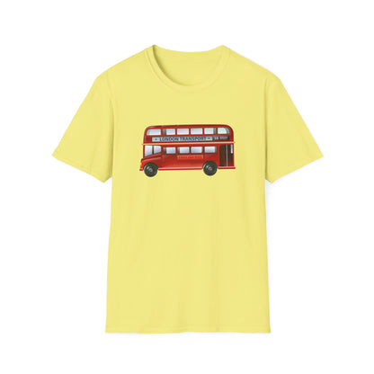 London Transport English Bus - Iconic Red Double-Decker Relaxed Unisex Softstyle T-Shirt