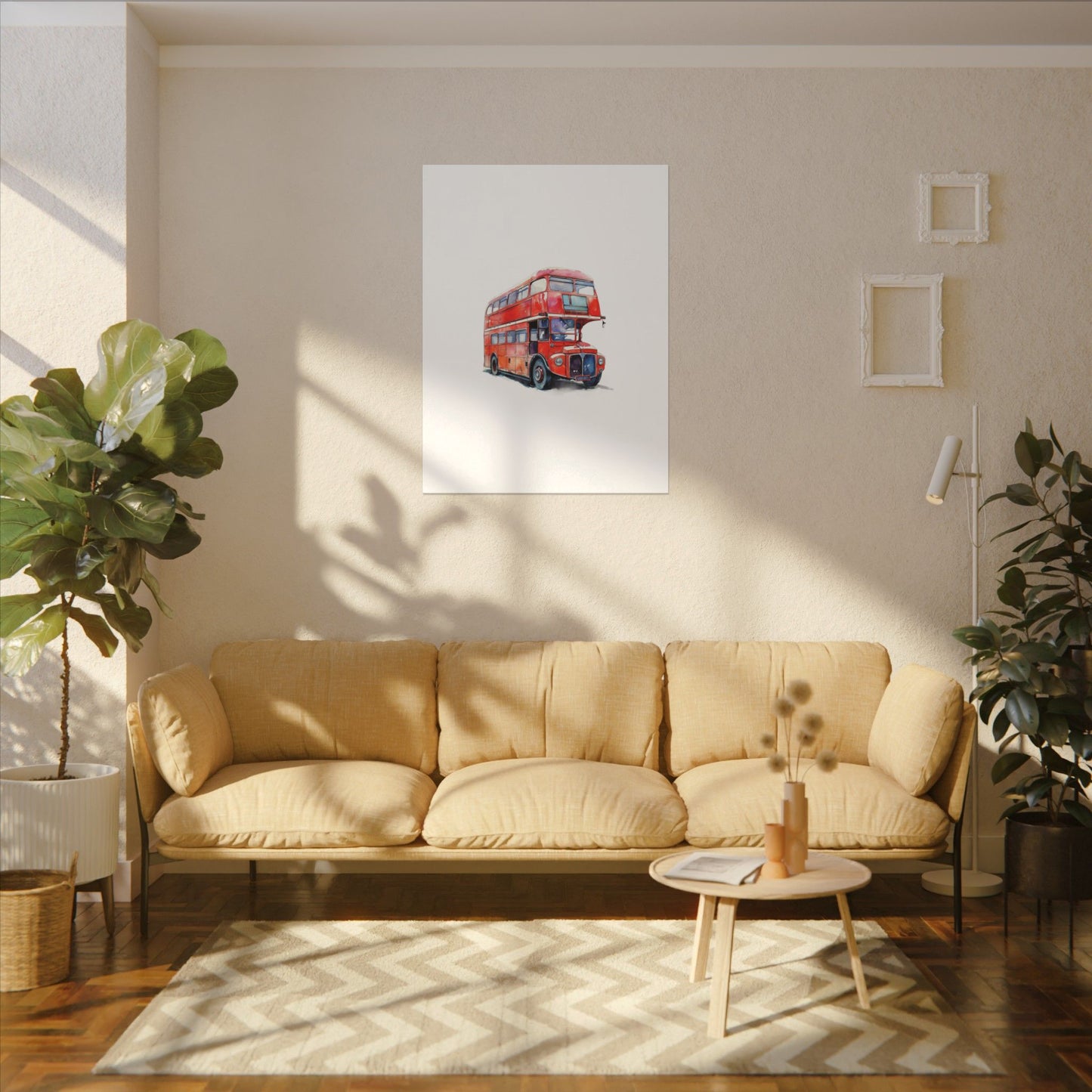 London Red Double-Decker Bus Art Canvas Print, Wall Decor for Travel Lovers, Home Office Gift, Unique Artwork for All Occasions
