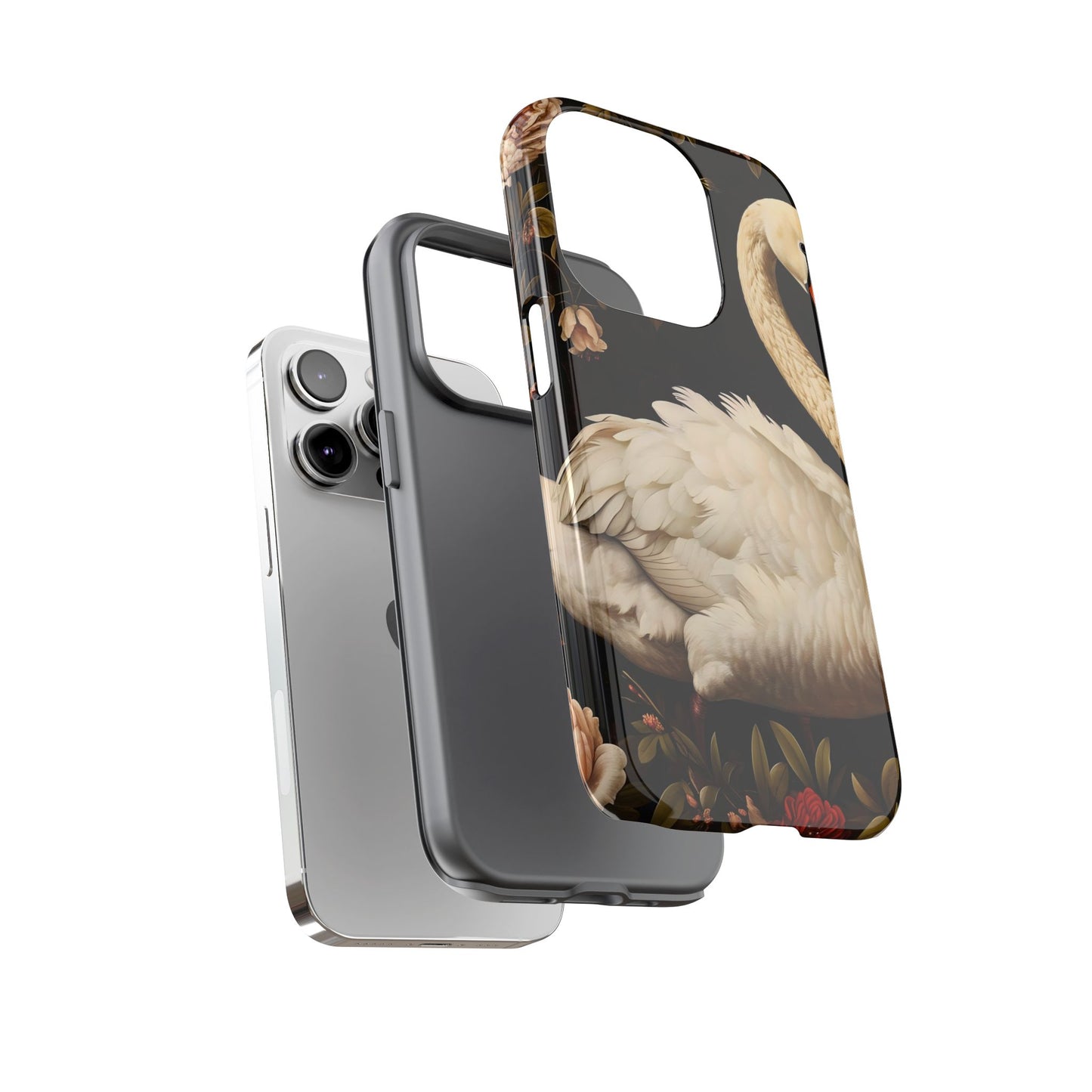 Elegant Swan Phone Case, Floral iPhone Cover, Tough Phone Case, Gift for Her, Nature Lover, Mother's Day, Birthday