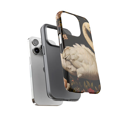 Elegant Swan Phone Case, Floral iPhone Cover, Tough Phone Case, Gift for Her, Nature Lover, Mother's Day, Birthday