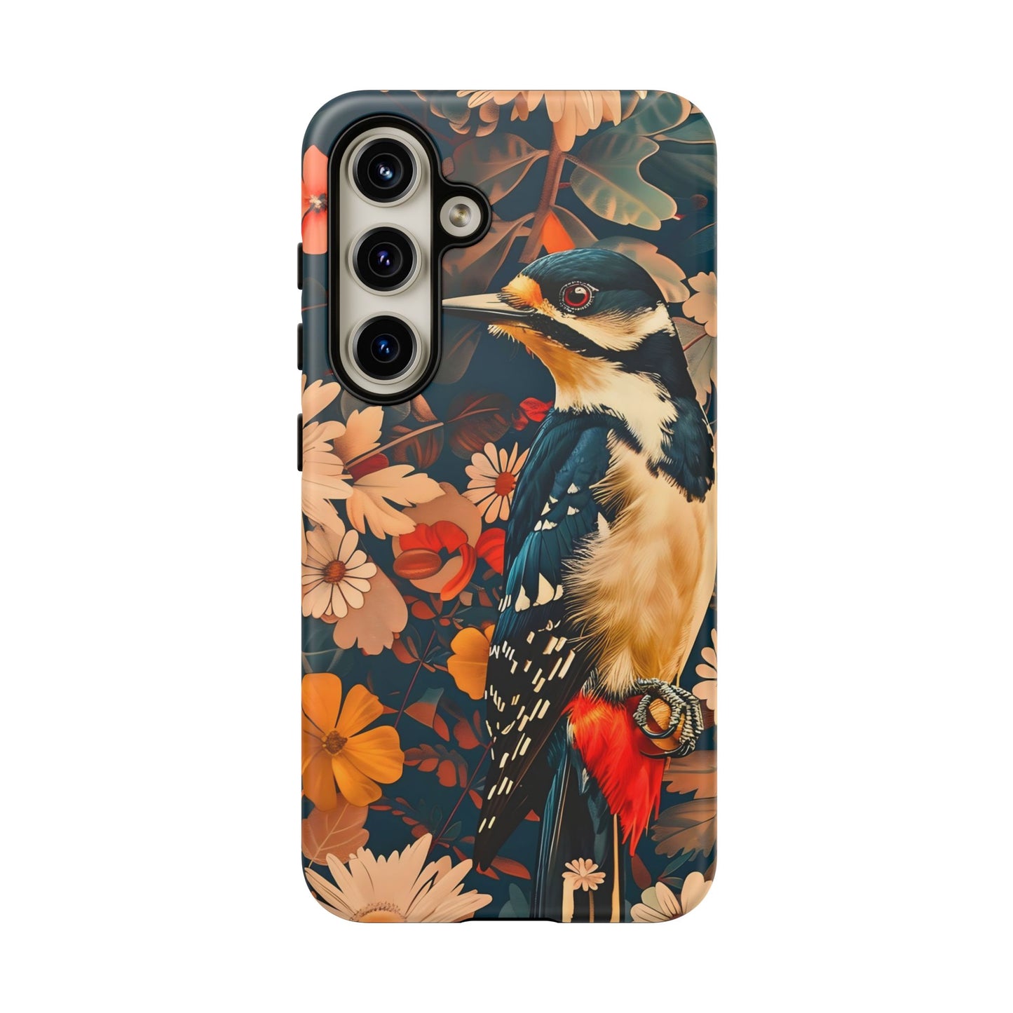 Artistic Bird Phone Case, Unique Tough Cases for Nature Lovers, Floral Design, Cute Gift, Customized Phone Accessories