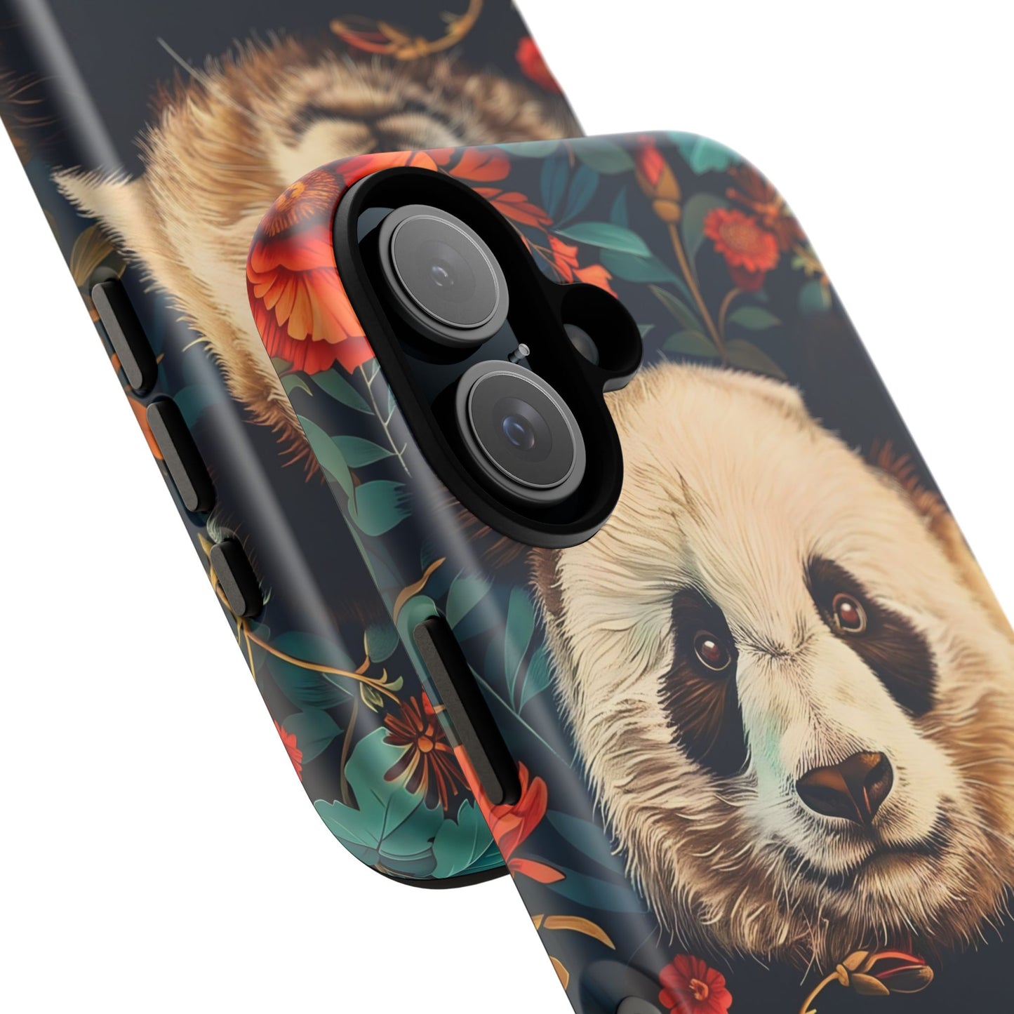 Panda Floral Phone Case, Tough Cases, Cute Animal Case, Floral Design, Gifts for Animal Lovers, Phone Accessories