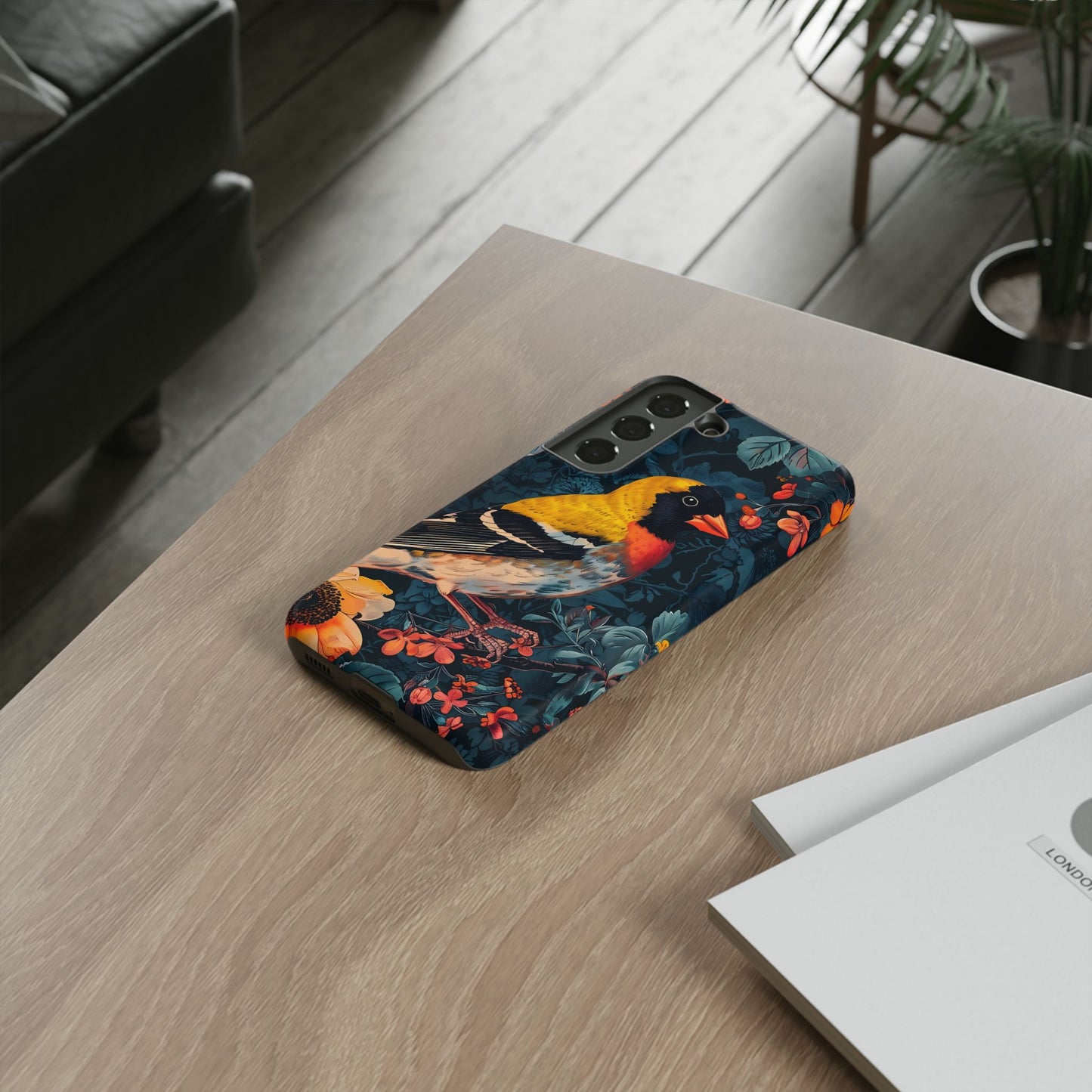 Colorful Bird Phone Case, Floral Phone Cover, Tough Phone Protector, Nature Lover Gift, Botanical Case, Unique Mobile Accessory