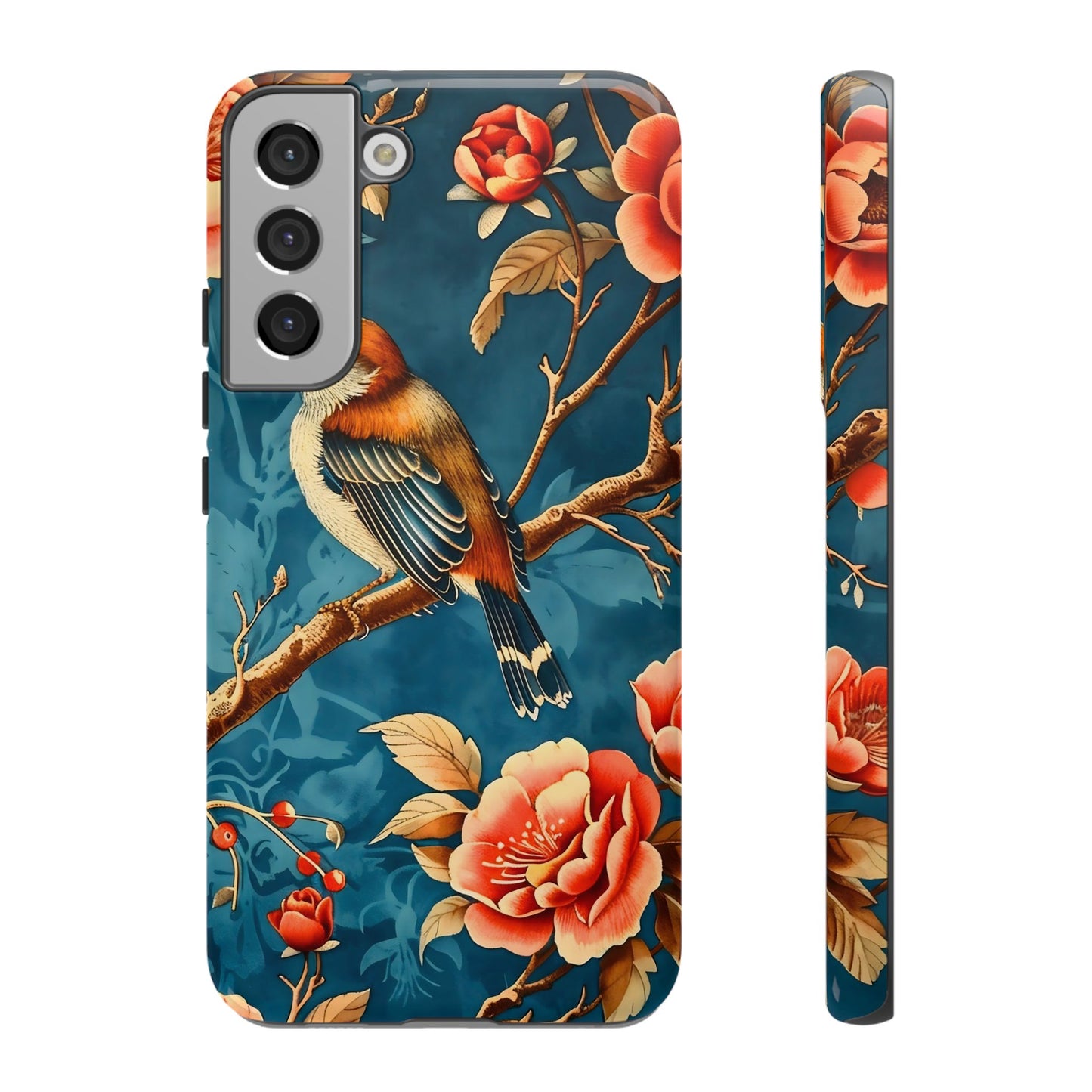 Bird & Floral Phone Case, Tough Cases for Nature Lovers, Gift for Her, Customizable Design, Vibrant Tech Accessories