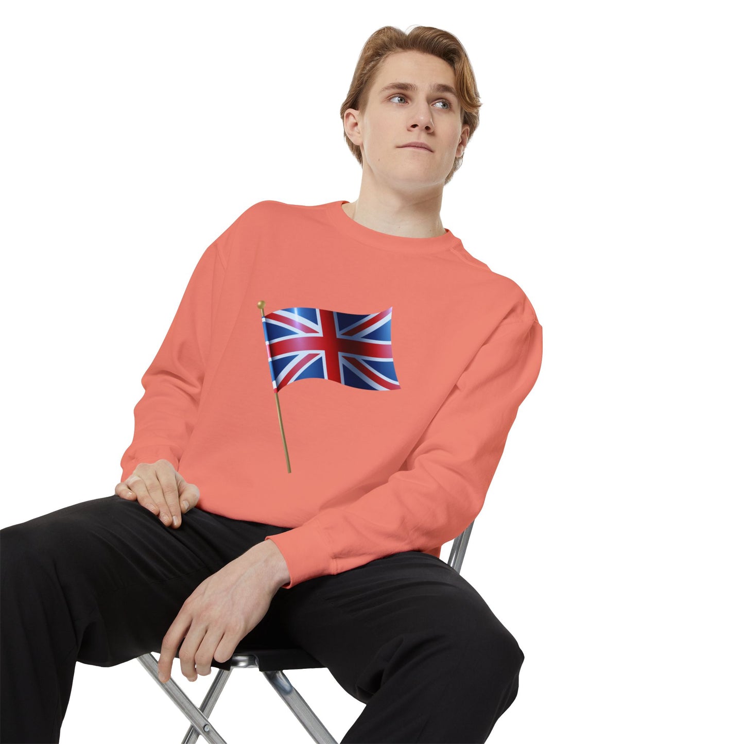 Unisex Garment-Dyed Sweatshirt - Classic UK Flag