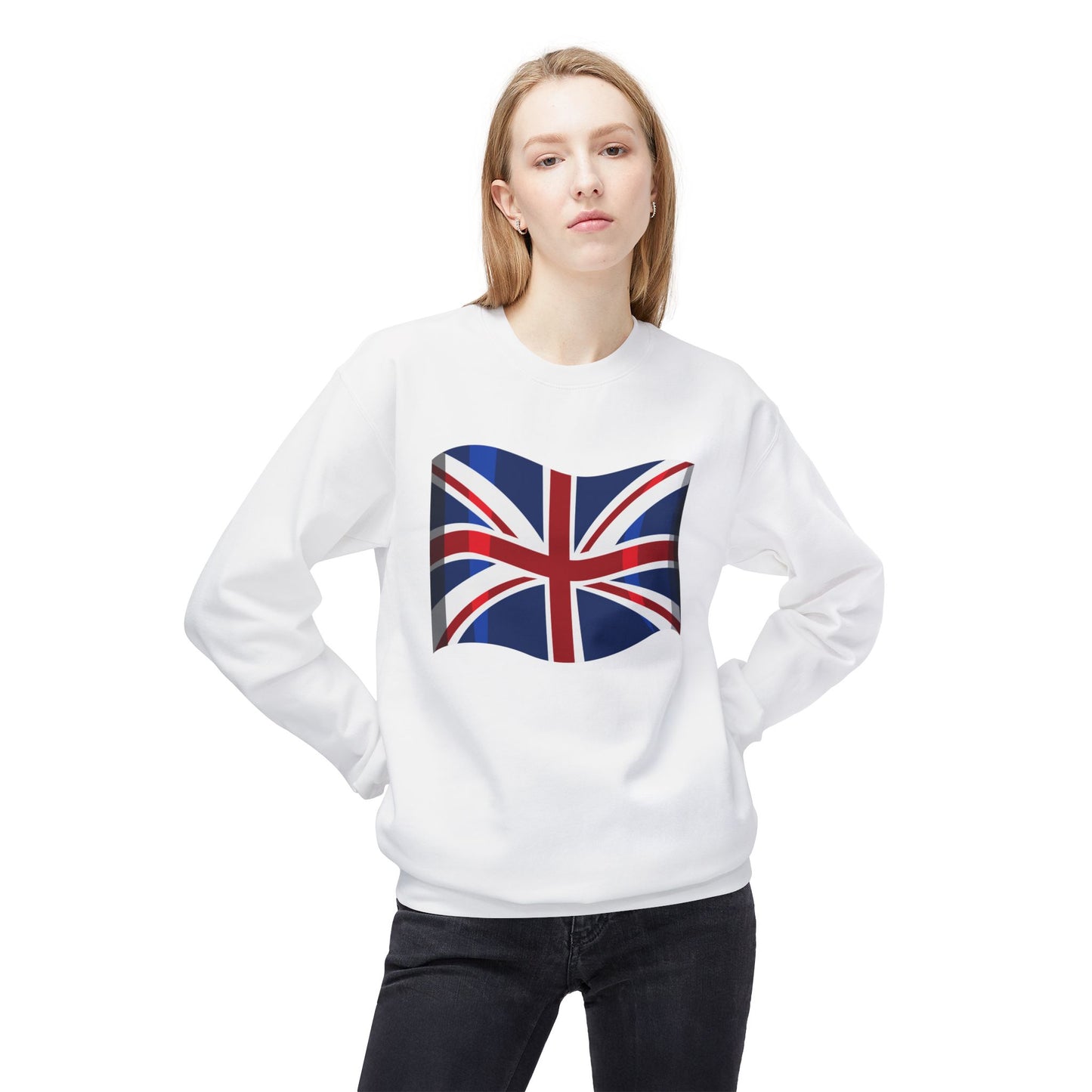 Unisex Midweight Softstyle Fleece Crewneck Sweatshirt - Classic UK Flag