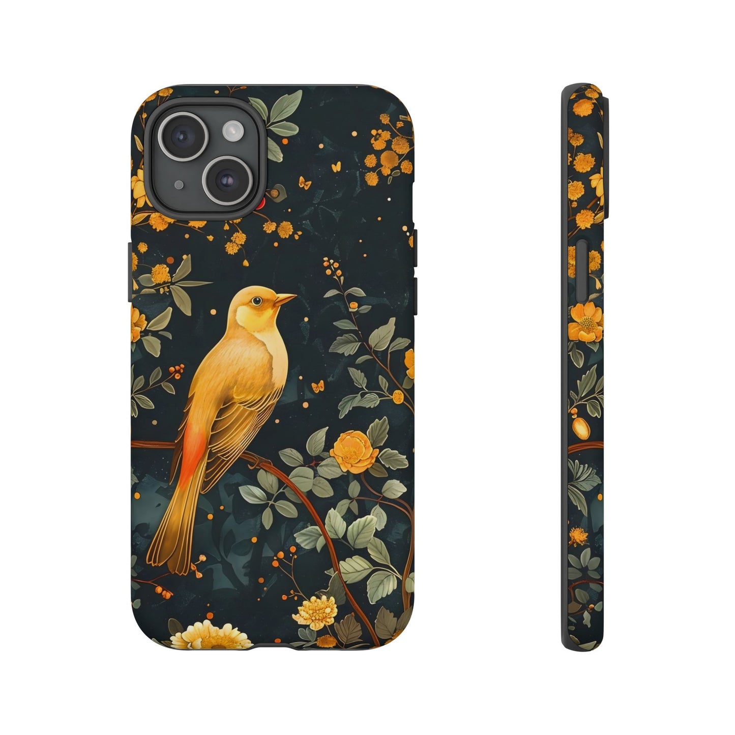 Floral Phone Case, Tough Cases with Bird Design, Nature Lover Gift, Stylish Protection, Birthday Present, Floral Phone Cover