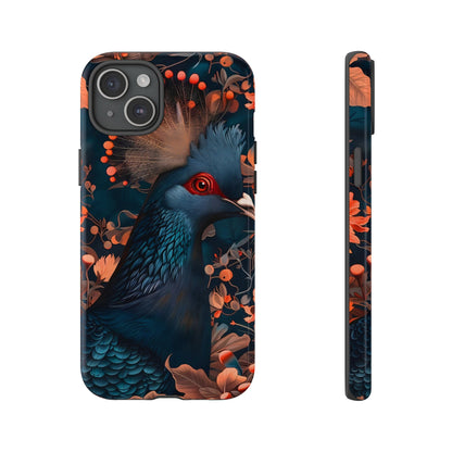 Vibrant Phone Case with Floral Peacock Design - Tough Cases, Artistic Phone Cover, Unique Gift for Nature Lovers, Stand Out Tech Accessory