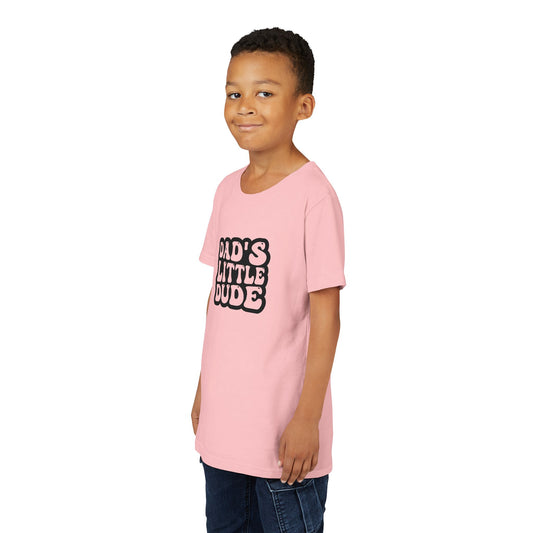 Youth Short Sleeve Tee - Dad's Little Dude Always Ready for Big Adventures - Cool Gift for Kids
