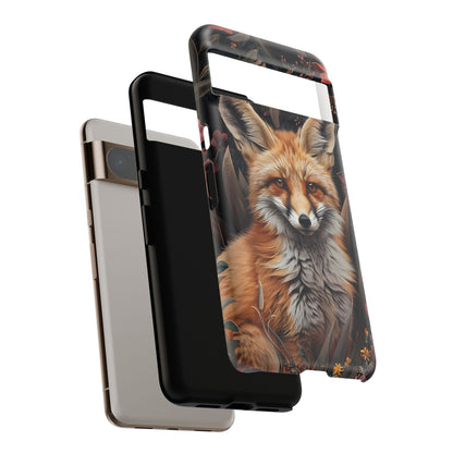 Fox Floral Phone Case, Tough Cases for Animal Lovers, Nature Themed Gift, Cute Phone Cover, Wild Fox Protector
