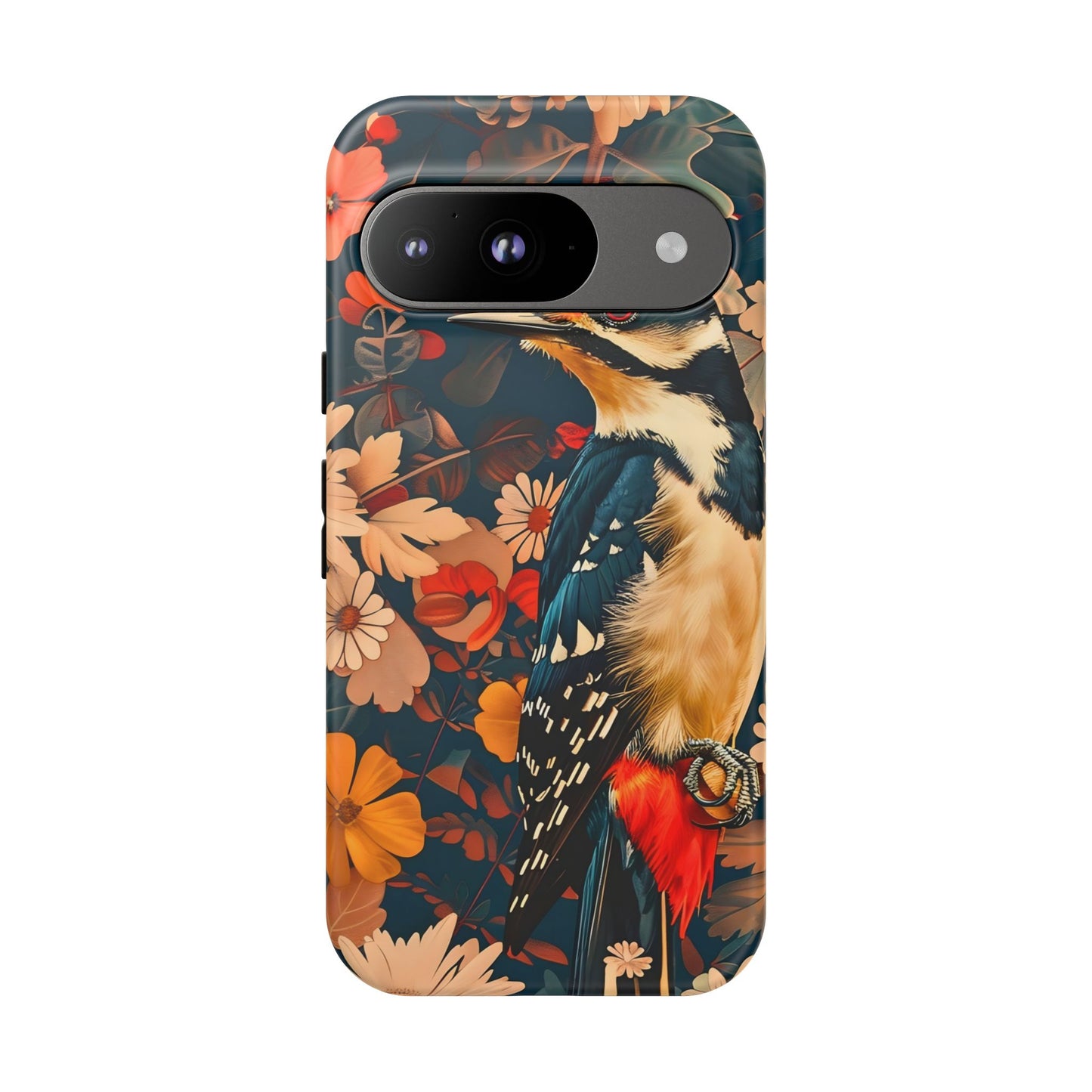 Artistic Bird Phone Case, Unique Tough Cases for Nature Lovers, Floral Design, Cute Gift, Customized Phone Accessories