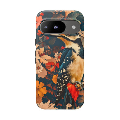 Artistic Bird Phone Case, Unique Tough Cases for Nature Lovers, Floral Design, Cute Gift, Customized Phone Accessories