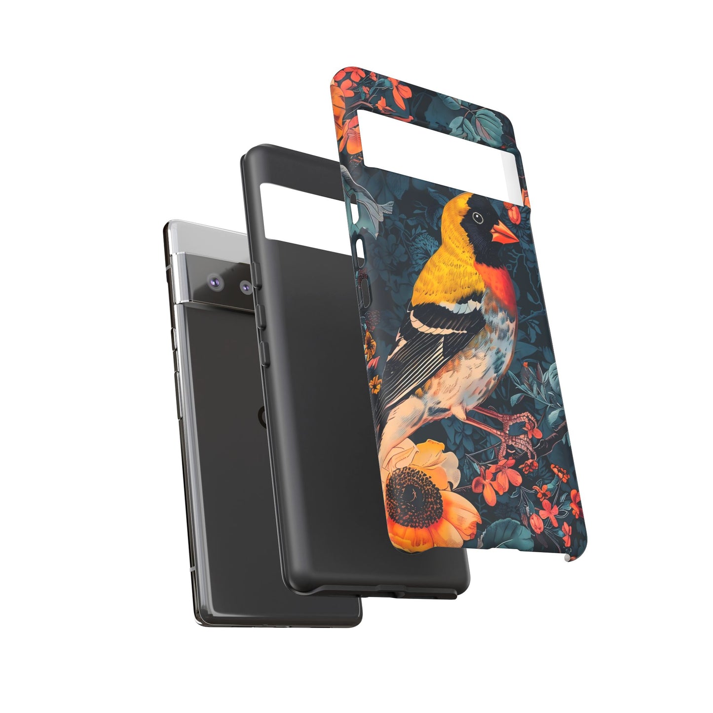 Colorful Bird Phone Case, Floral Phone Cover, Tough Phone Protector, Nature Lover Gift, Botanical Case, Unique Mobile Accessory