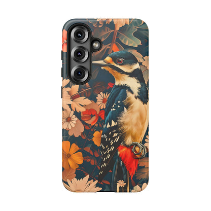 Artistic Bird Phone Case, Unique Tough Cases for Nature Lovers, Floral Design, Cute Gift, Customized Phone Accessories