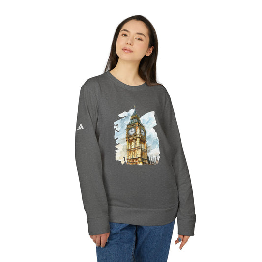Adidas Unisex Fleece Crewneck Sweatshirt - London Big Ben Design - Cozy Casual Wear