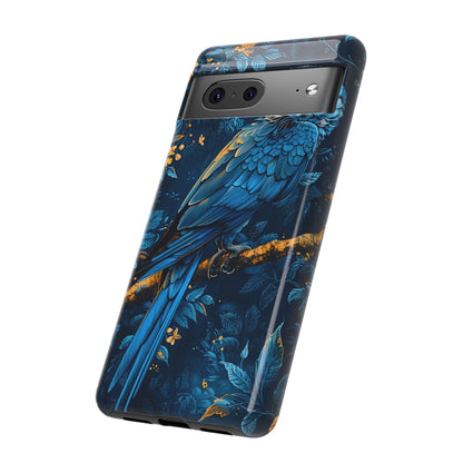 Tough Cases - Vibrant Blue Parrot Phone Case, Tropical Bird Phone Cover, Nature Lover Gift, Eco-Friendly Accessories, Unique Wildlife Decor