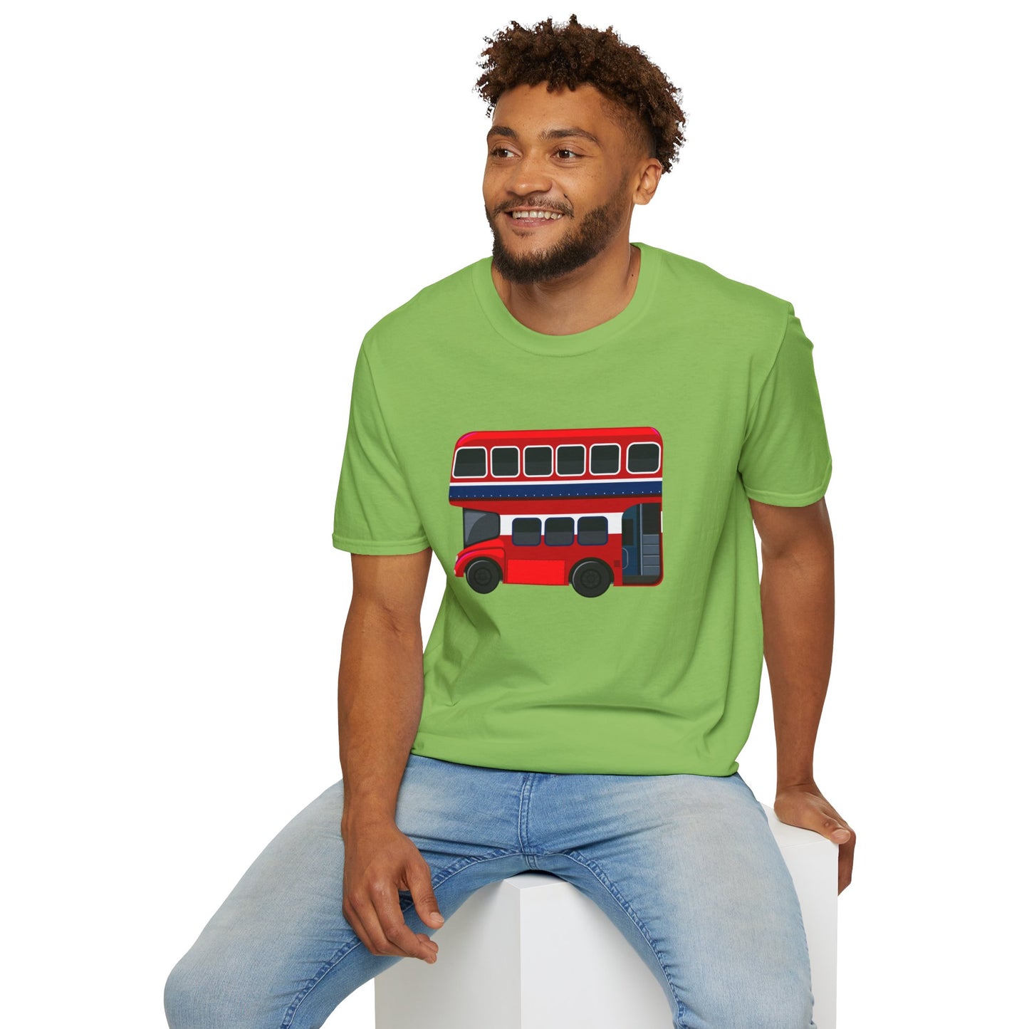 London Transport English Bus - Iconic Red Double-Decker Versatile Unisex Softstyle T-Shirt