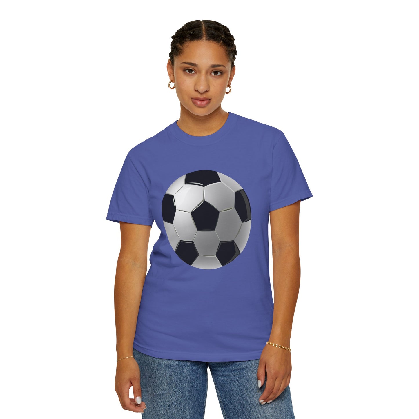Unisex Garment-Dyed T-shirt - Dynamic Football Design - Sports Passion and Energy